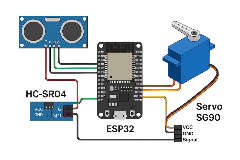 Lập trình & Điều khiển Động Cơ – Bài 12: Kết hợp Servo và Cảm biến siêu âm HC-SR04 – Quay theo vật cản (Radar mini)