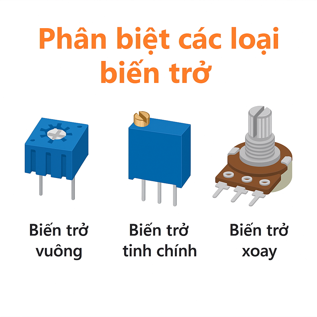 Phân biệt các loại biến trở: vuông, tinh chỉnh và biến trở xoay