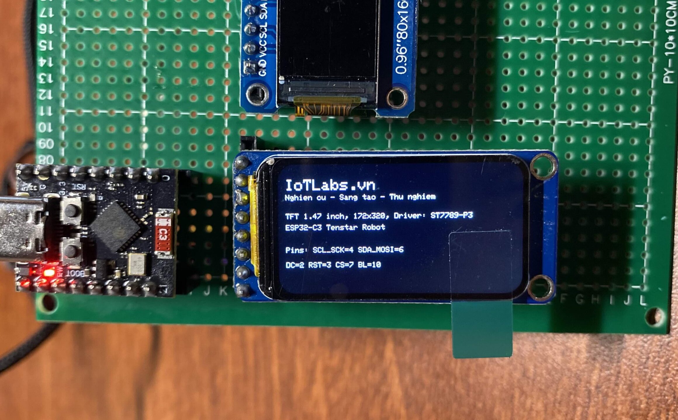ESP32-C3 SuperMini: Hướng dẫn test TFT TFT 1.47inch, Driver ST7789