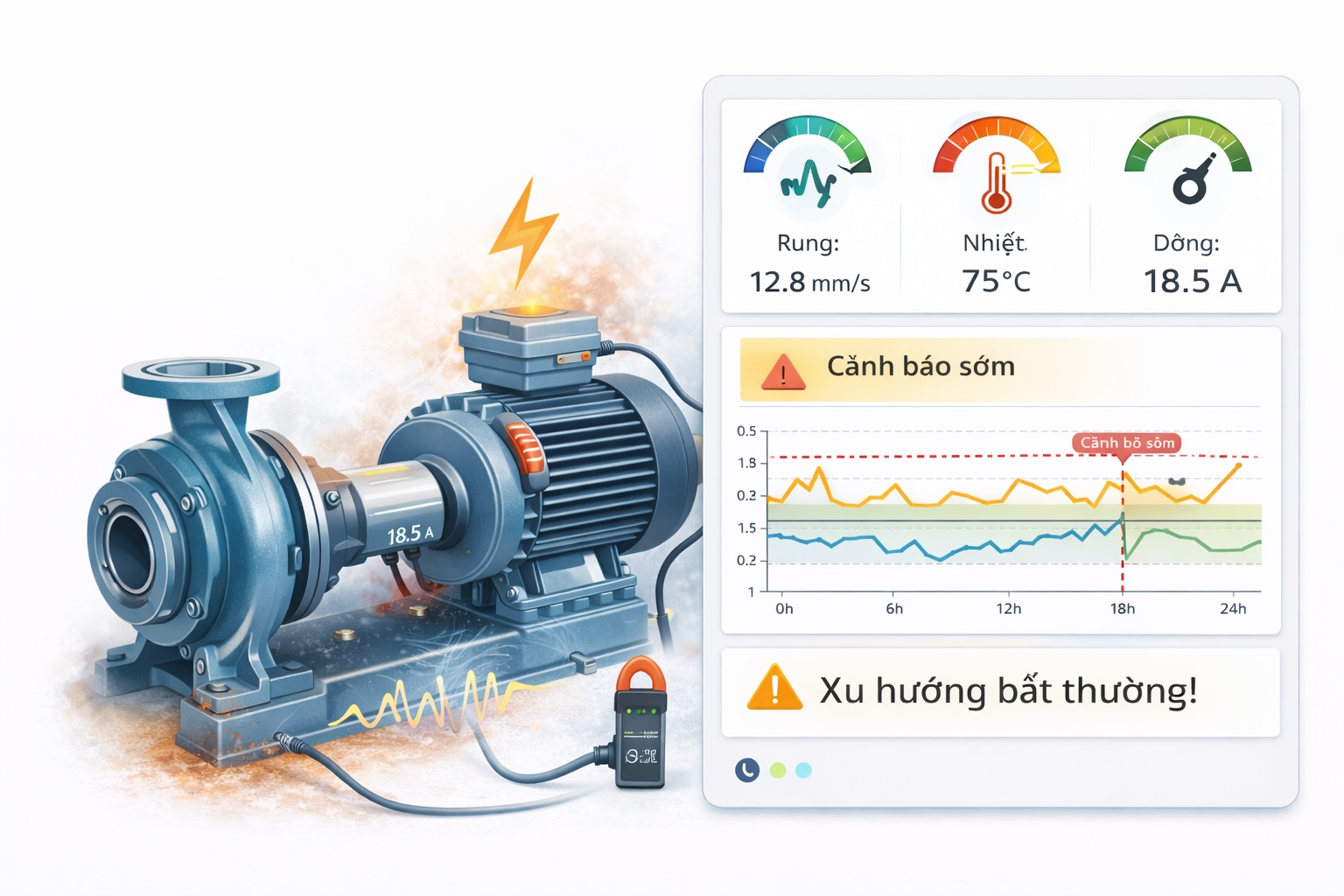 Series MQTT & IoT: Bài 11 – Use-case thực tế – Theo dõi máy bơm / motor: rung, nhiệt, dòng điện để dự đoán hỏng