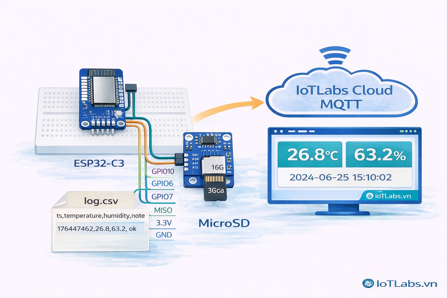 Series ESP32 & Cảm biến: Bài 21 – Đọc thẻ nhớ MicroSD: ghi log dữ liệu & theo dõi realtime